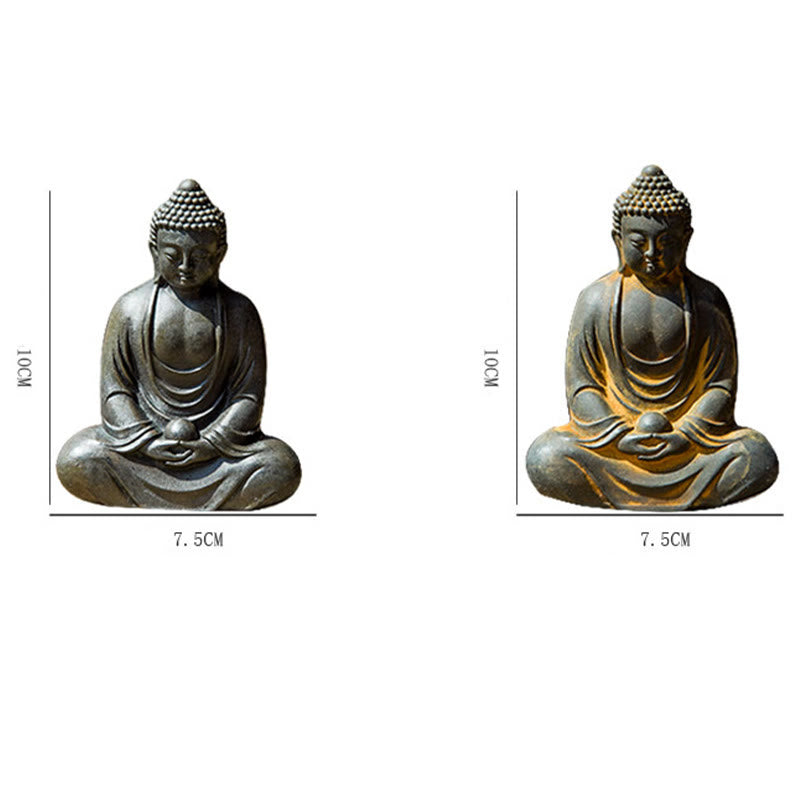 Buddha Stones Bouddha tibétain en méditation Poudre de fer Rouille Statue en résine coulée Décoration de sérénité