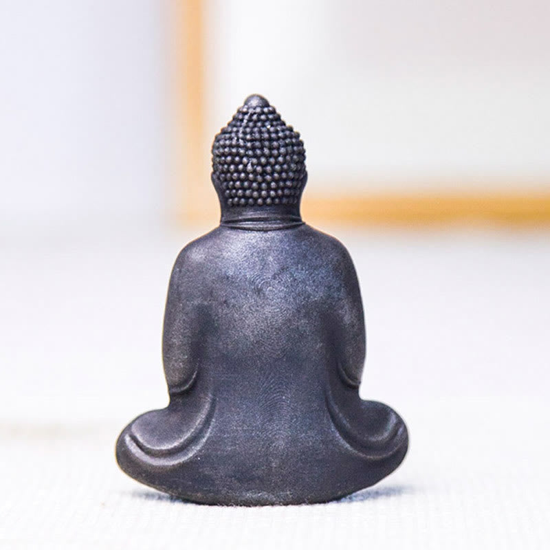 Buddha Stones Bouddha tibétain en méditation Poudre de fer Rouille Statue en résine coulée Décoration de sérénité