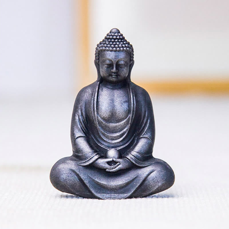 Buddha Stones Bouddha tibétain en méditation Poudre de fer Rouille Statue en résine coulée Décoration de sérénité
