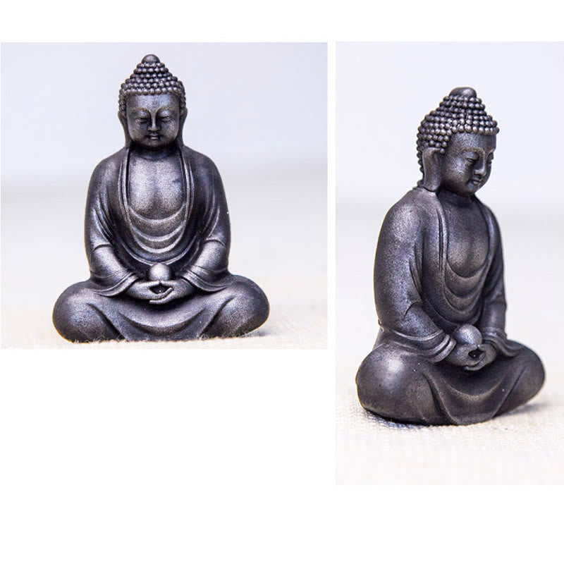 Buddha Stones Bouddha tibétain en méditation Poudre de fer Rouille Statue en résine coulée Décoration de sérénité