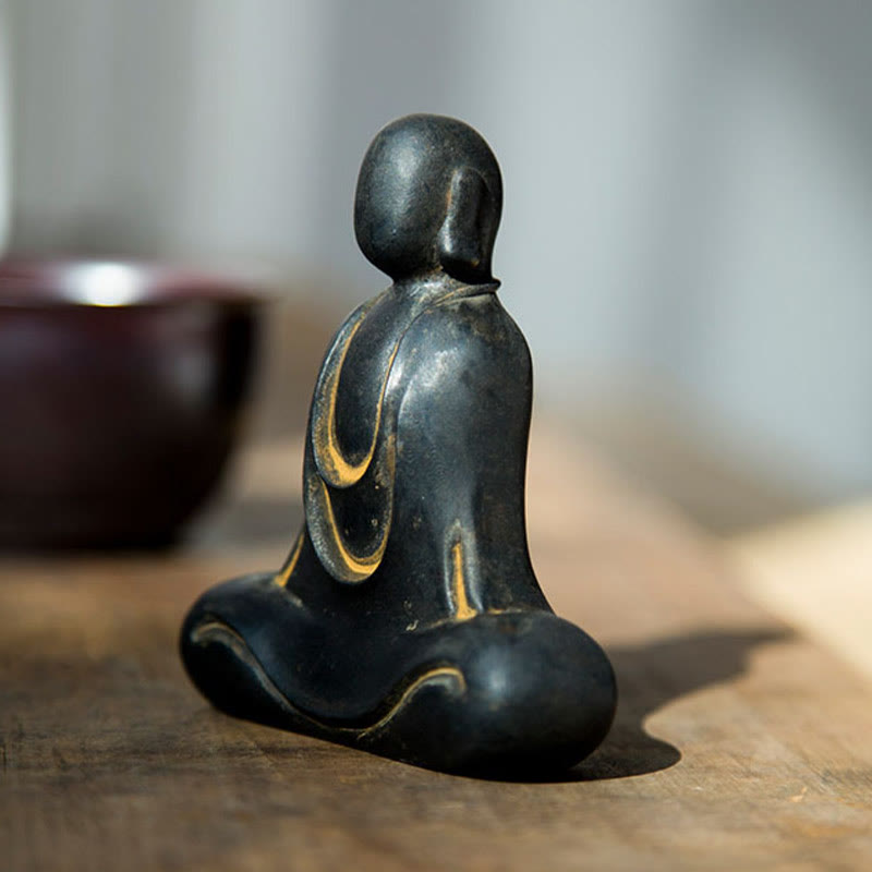 Buddha Stones Bouddha tibétain Poudre de fer Rouille Statue en résine coulée Décoration de bureau