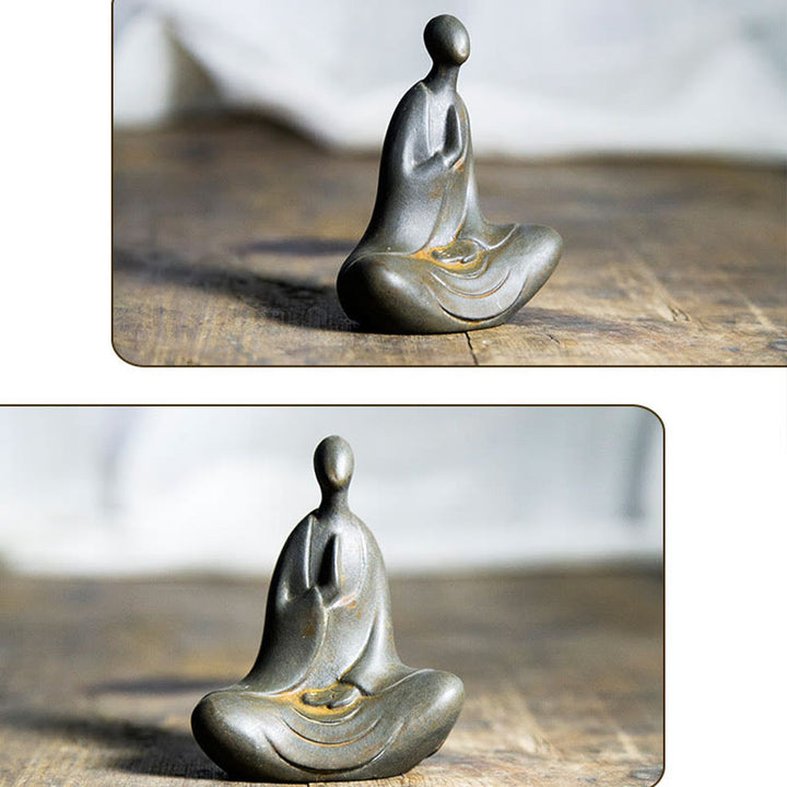 Buddha Stones Bouddha tibétain Poudre de fer Rouille Statue en résine coulée Décoration de bureau
