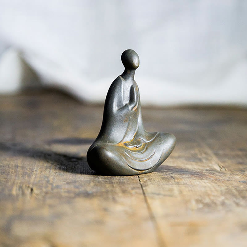 Buddha Stones Bouddha tibétain Poudre de fer Rouille Statue en résine coulée Décoration de bureau - image 1