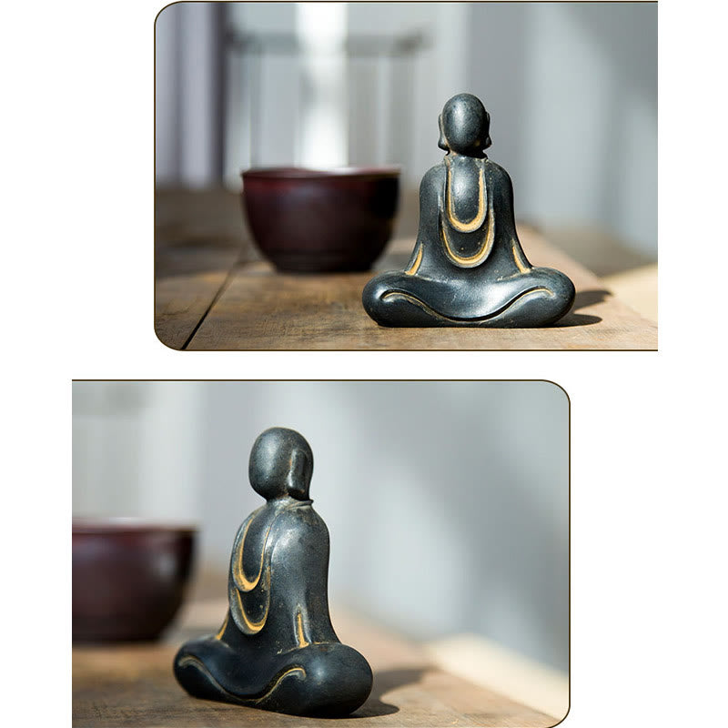Buddha Stones Bouddha tibétain Poudre de fer Rouille Statue en résine coulée Décoration de bureau - image 19