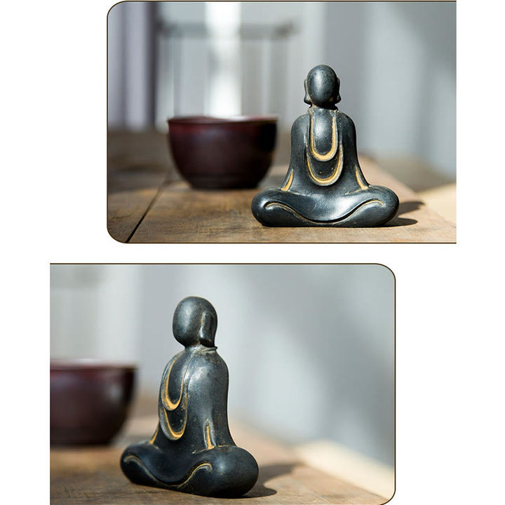 Buddha Stones Bouddha tibétain Poudre de fer Rouille Statue en résine coulée Décoration de bureau