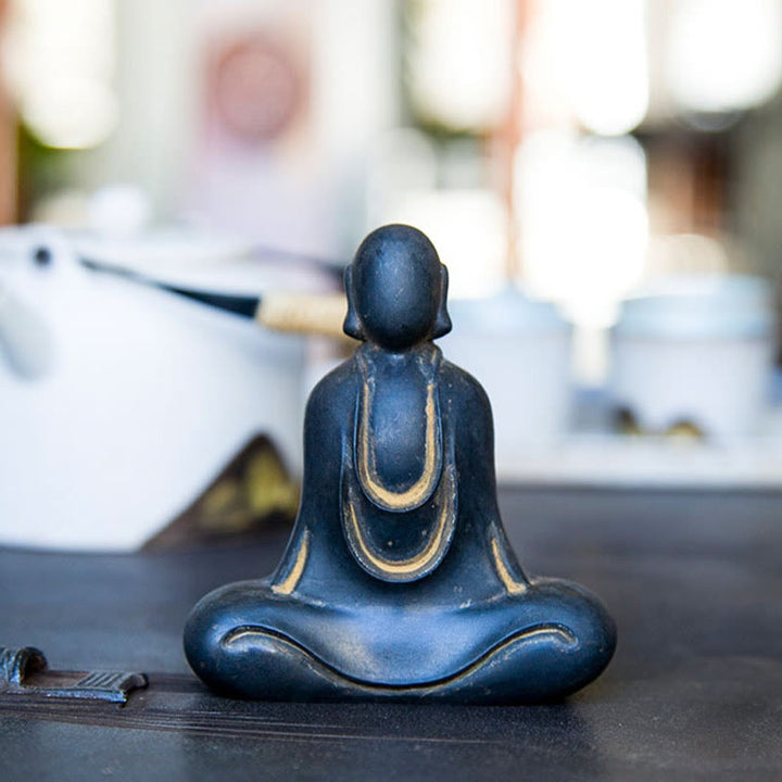 Buddha Stones Bouddha tibétain Poudre de fer Rouille Statue en résine coulée Décoration de bureau
