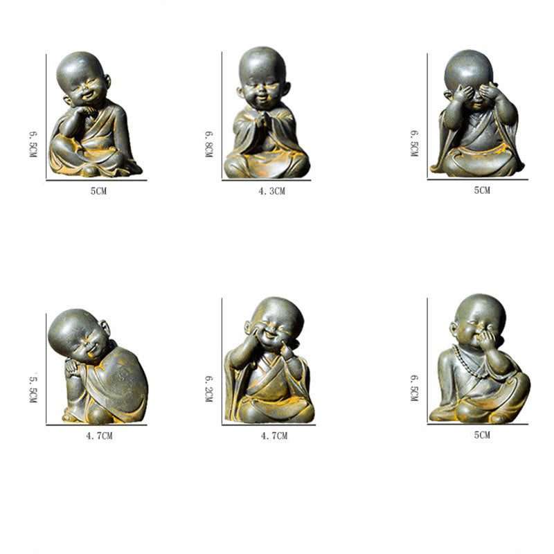 Statue de Buddha Stones, petit moine méditant, poudre de fer, rouille, résine coulée, décoration de bureau - image 11