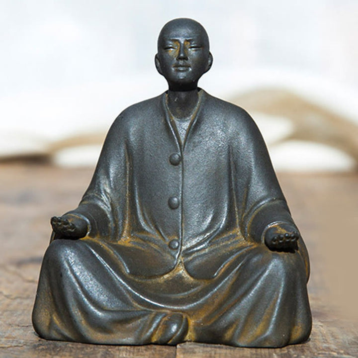 Statue de Buddha Stones en pierre en résine moulée en poudre de fer et en prière, décoration de la maison