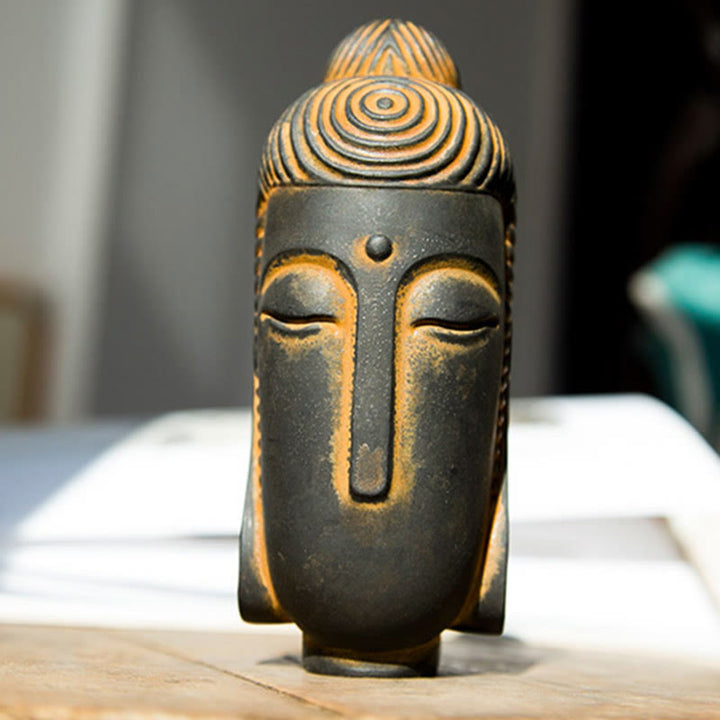 Buddha Stones Yeux fermés Bouddha méditant Poudre de fer Rouille Statue en résine coulée Décoration de la maison