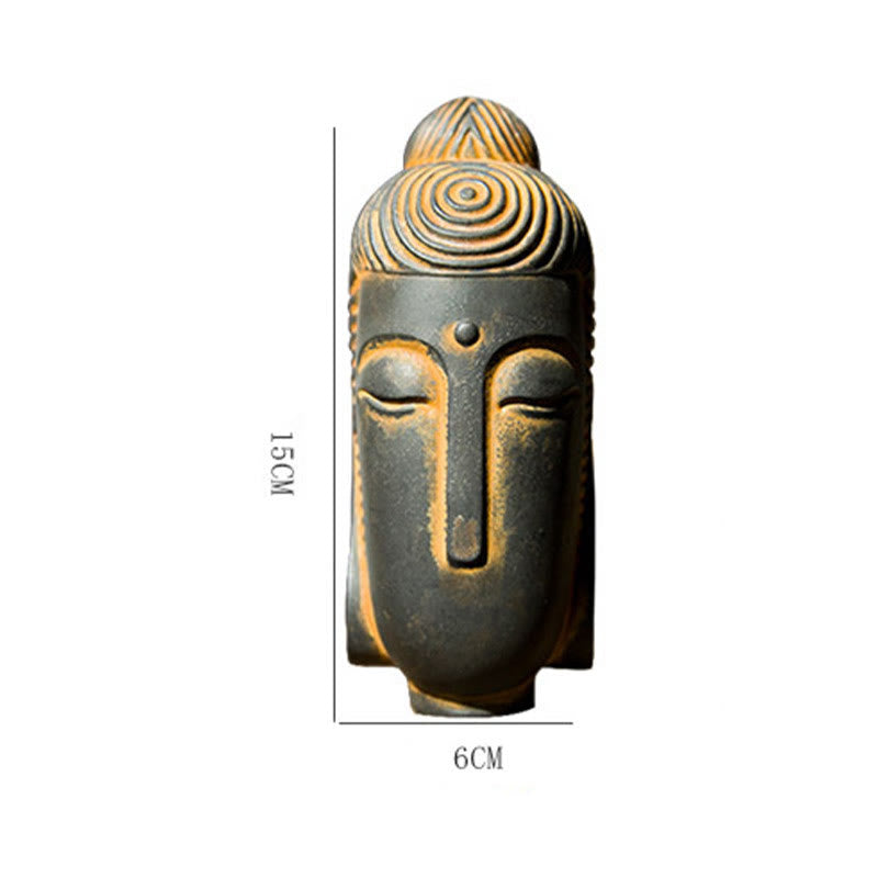 Buddha Stones Yeux fermés Bouddha méditant Poudre de fer Rouille Statue en résine coulée Décoration de la maison