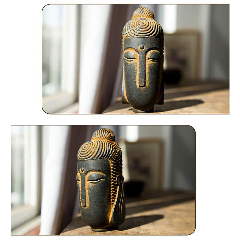 Buddha Stones Yeux fermés Bouddha méditant Poudre de fer Rouille Statue en résine coulée Décoration de la maison