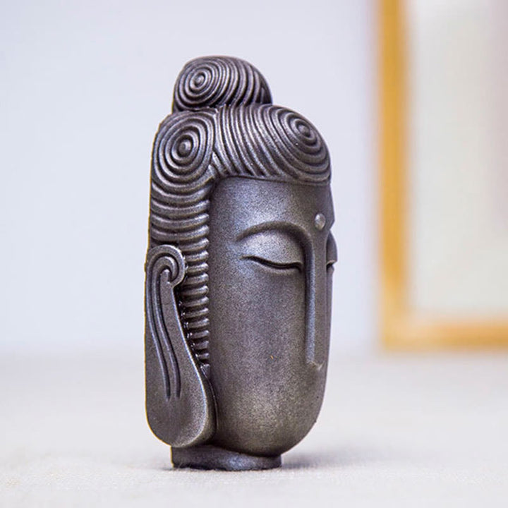Buddha Stones Yeux fermés Bouddha méditant Poudre de fer Rouille Statue en résine coulée Décoration de la maison