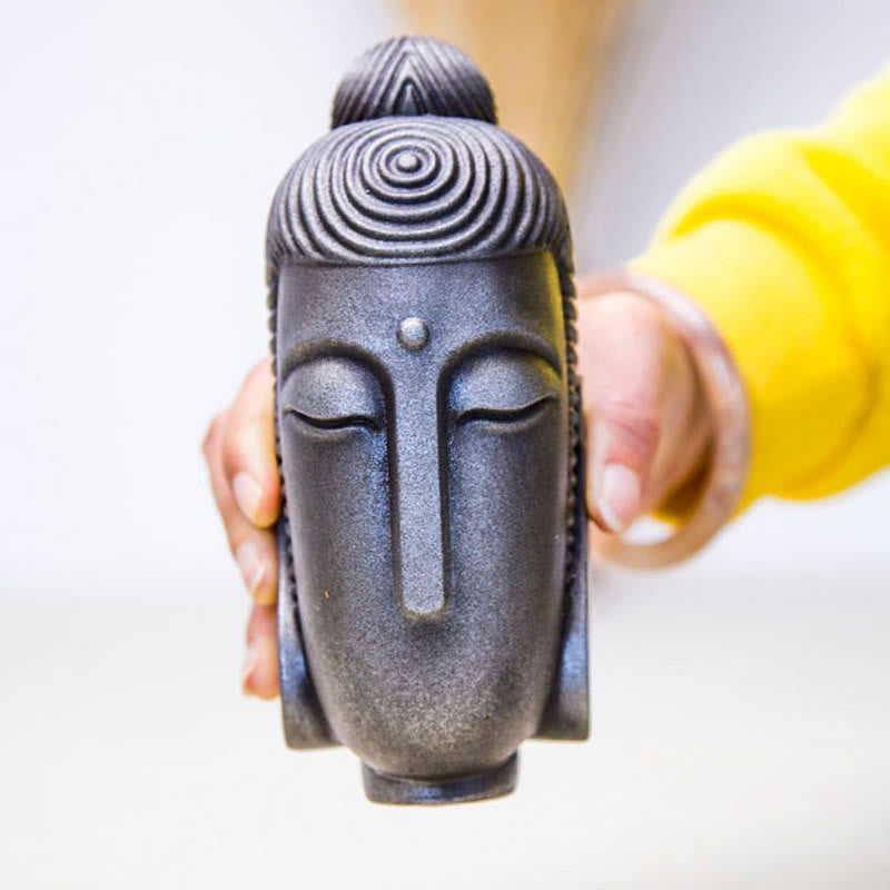 Buddha Stones Yeux fermés Bouddha méditant Poudre de fer Rouille Statue en résine coulée Décoration de la maison