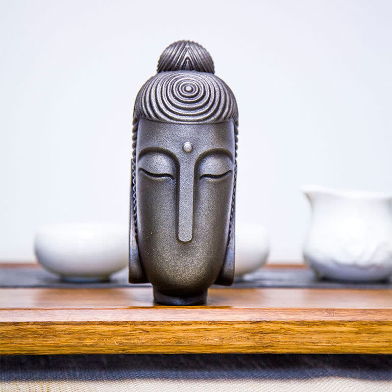 Buddha Stones Yeux fermés Bouddha méditant Poudre de fer Rouille Statue en résine coulée Décoration de la maison
