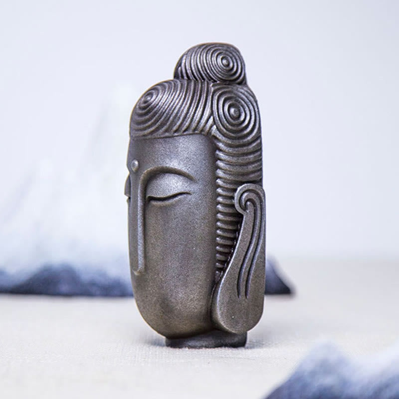 Buddha Stones Yeux fermés Bouddha méditant Poudre de fer Rouille Statue en résine coulée Décoration de la maison