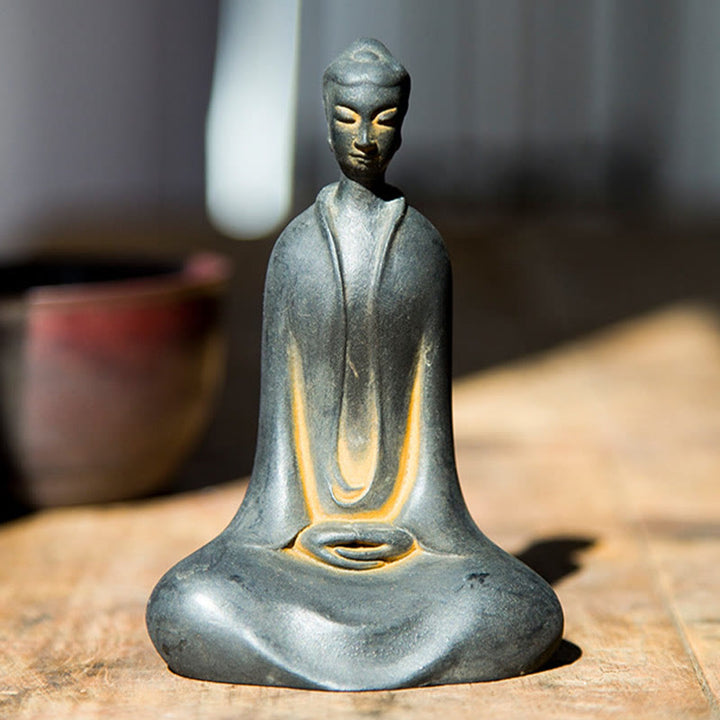 Statue de Buddha Stones Sakyamuni en résine moulée à la main en poudre de fer et rouille Décoration de la maison