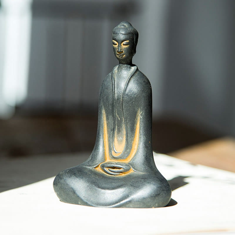 Statue de Buddha Stones Sakyamuni en résine moulée à la main en poudre de fer et rouille Décoration de la maison