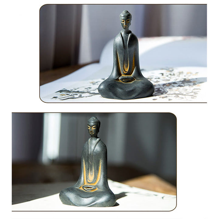 Statue de Buddha Stones Sakyamuni en résine moulée à la main en poudre de fer et rouille Décoration de la maison