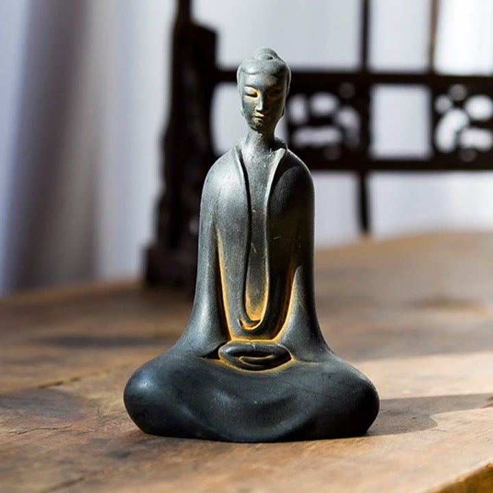 Statue de Buddha Stones Sakyamuni en résine moulée à la main en poudre de fer et rouille Décoration de la maison