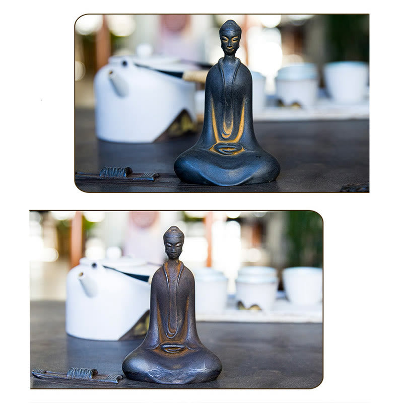 Statue de Buddha Stones Sakyamuni en résine moulée à la main en poudre de fer et rouille Décoration de la maison