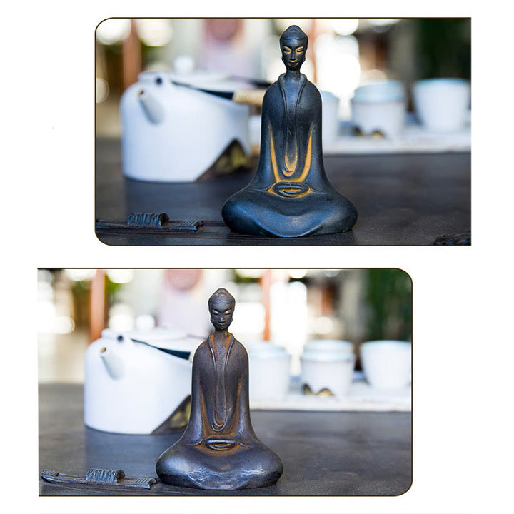 Statue de Buddha Stones Sakyamuni en résine moulée à la main en poudre de fer et rouille Décoration de la maison