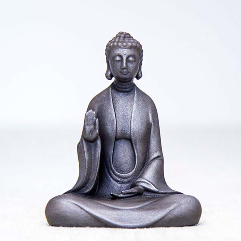 Statue de Buddha Stones en résine coulée faite à la main en pierre de Bouddha Sakyamuni en poudre de fer et rouille