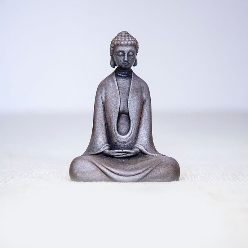 Statue de Buddha Stones en résine coulée faite à la main en pierre de Bouddha Sakyamuni en poudre de fer et rouille