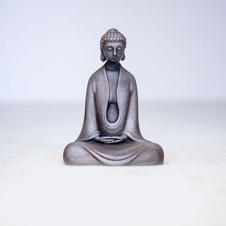 Statue de Buddha Stones en résine coulée faite à la main en pierre de Bouddha Sakyamuni en poudre de fer et rouille