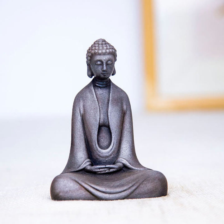Statue de Buddha Stones en résine coulée faite à la main en pierre de Bouddha Sakyamuni en poudre de fer et rouille