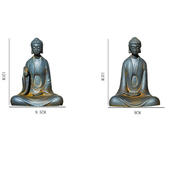 Statue de Buddha Stones en résine coulée faite à la main en pierre de Bouddha Sakyamuni en poudre de fer et rouille