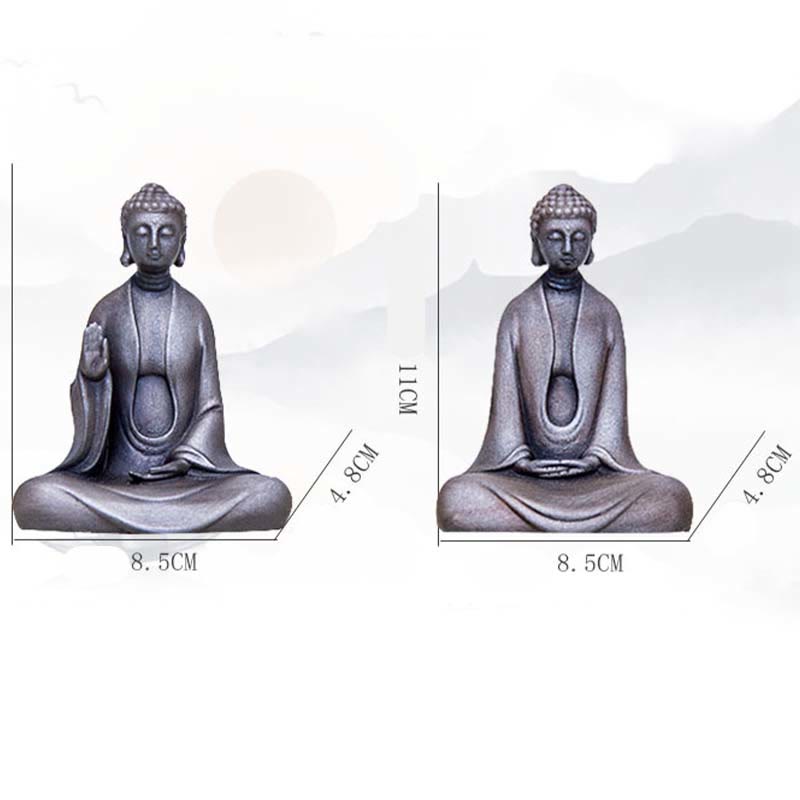 Statue de Buddha Stones en résine coulée faite à la main en pierre de Bouddha Sakyamuni en poudre de fer et rouille