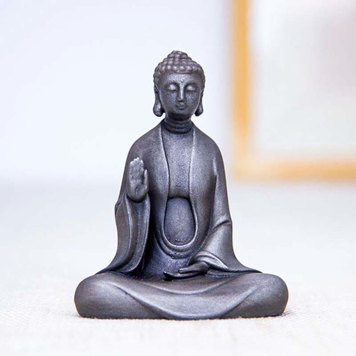 Statue de Buddha Stones en résine coulée faite à la main en pierre de Bouddha Sakyamuni en poudre de fer et rouille
