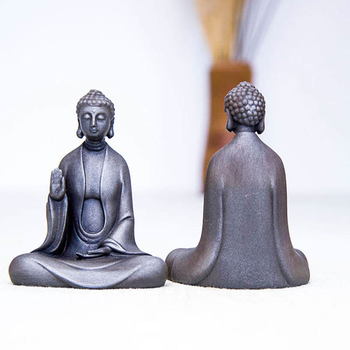 Statue de Buddha Stones en résine coulée faite à la main en pierre de Bouddha Sakyamuni en poudre de fer et rouille