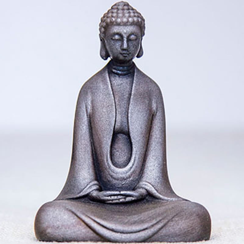 Statue de Buddha Stones en résine coulée faite à la main en pierre de Bouddha Sakyamuni en poudre de fer et rouille