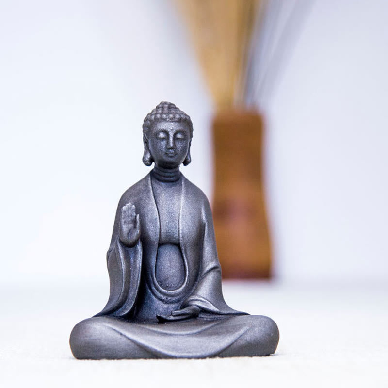 Statue de Buddha Stones en résine coulée faite à la main en pierre de Bouddha Sakyamuni en poudre de fer et rouille