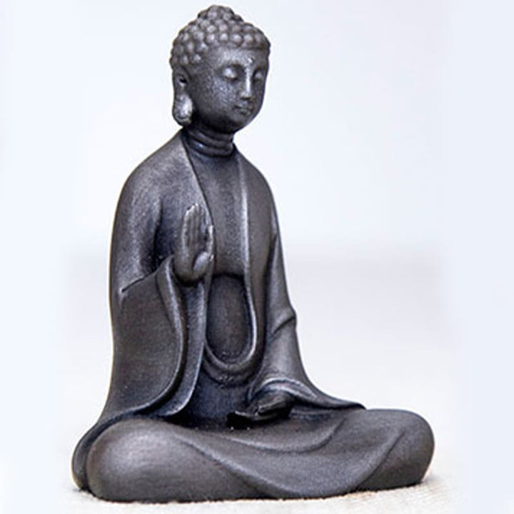 Statue de Buddha Stones en résine coulée faite à la main en pierre de Bouddha Sakyamuni en poudre de fer et rouille