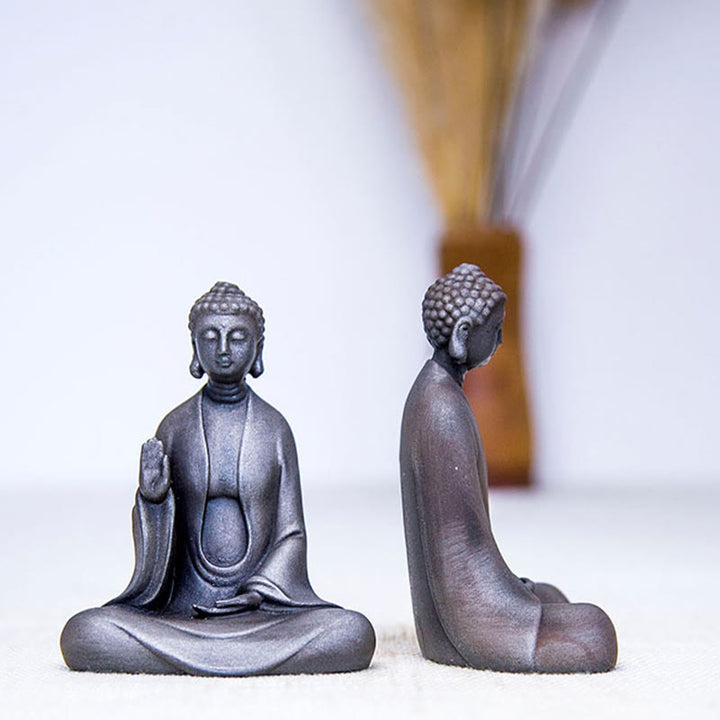 Statue de Buddha Stones en résine coulée faite à la main en pierre de Bouddha Sakyamuni en poudre de fer et rouille