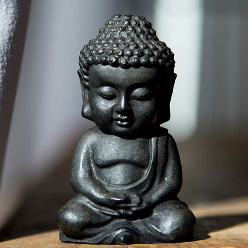Statue de Buddha Stones Sakyamuni en résine moulée à la main en poudre de fer et rouille