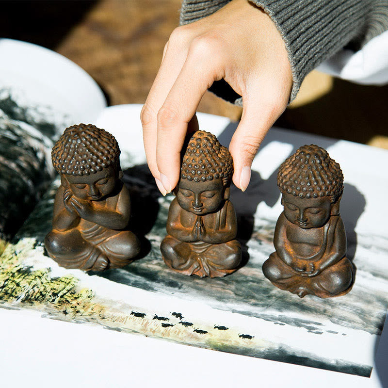 Statue de Buddha Stones Sakyamuni en résine moulée à la main en poudre de fer et rouille - image 3