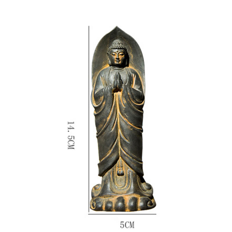 Buddha Stones faites à la main Sakyamuni Bouddha Namaste Poudre de fer Rouille Statue en résine coulée Décoration