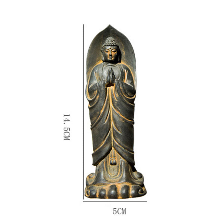 Buddha Stones faites à la main Sakyamuni Bouddha Namaste Poudre de fer Rouille Statue en résine coulée Décoration