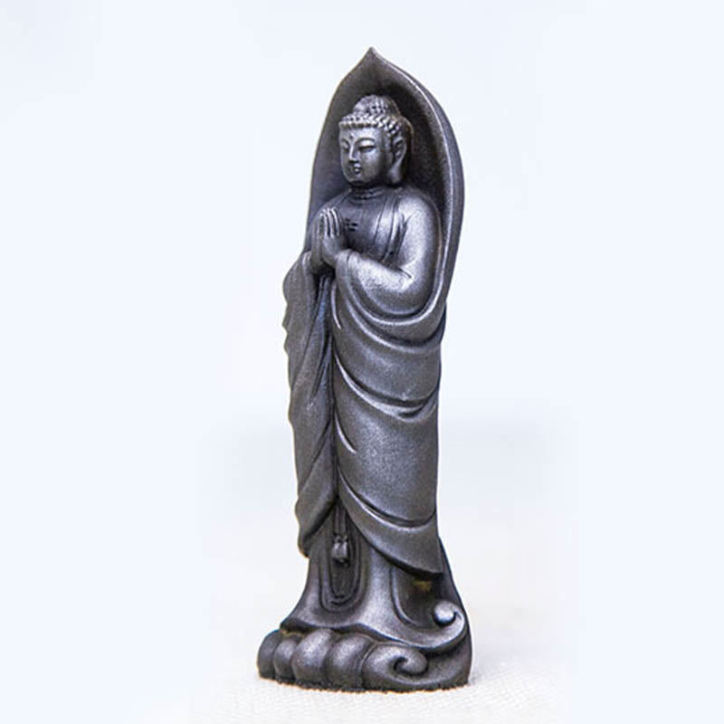 Buddha Stones faites à la main Sakyamuni Bouddha Namaste Poudre de fer Rouille Statue en résine coulée Décoration