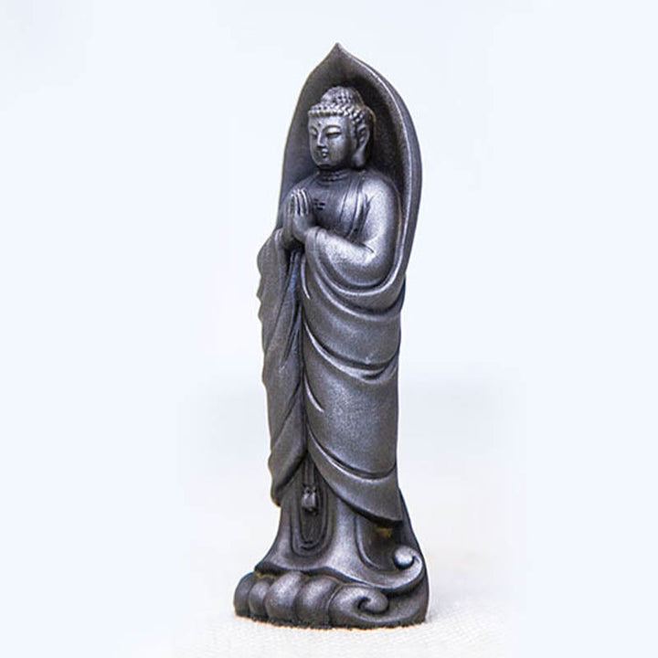 Buddha Stones faites à la main Sakyamuni Bouddha Namaste Poudre de fer Rouille Statue en résine coulée Décoration