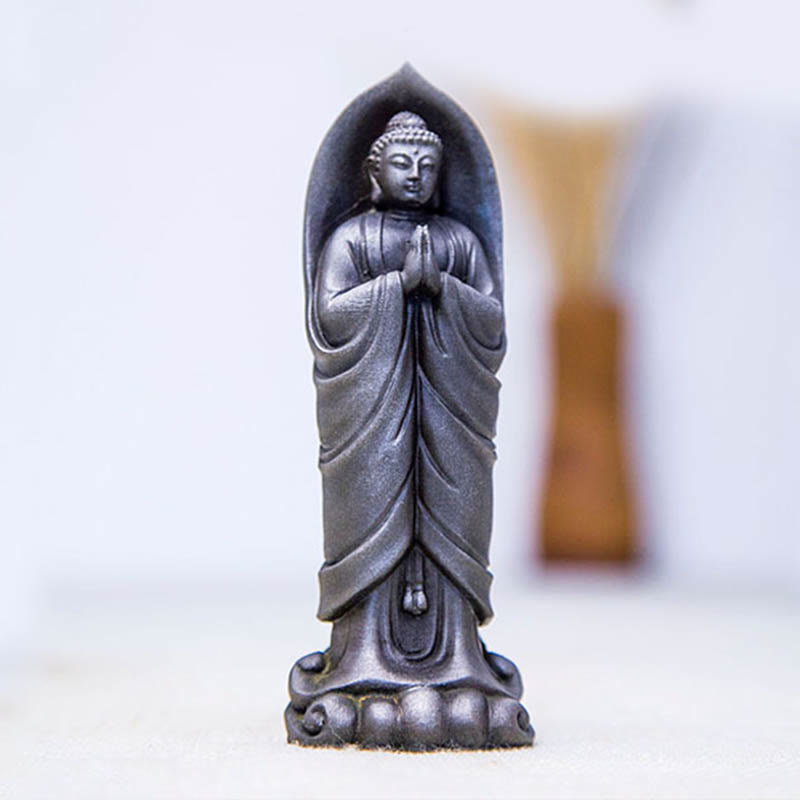 Buddha Stones faites à la main Sakyamuni Bouddha Namaste Poudre de fer Rouille Statue en résine coulée Décoration - image 20