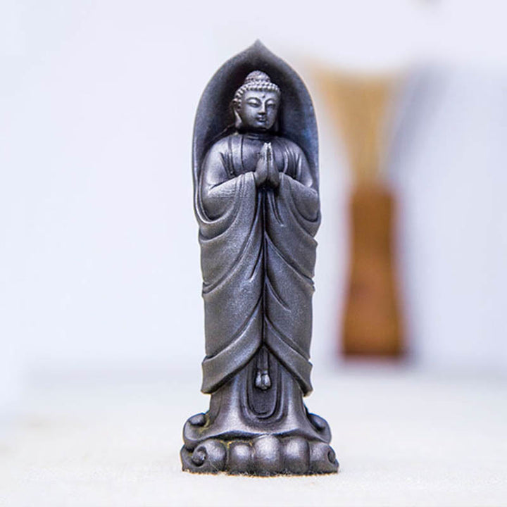 Buddha Stones faites à la main Sakyamuni Bouddha Namaste Poudre de fer Rouille Statue en résine coulée Décoration - image 20