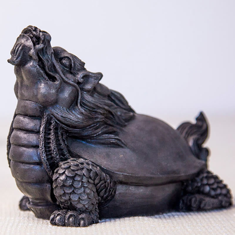 Statue de Buddha Stones en résine moulée à la main en forme de tortue dragon en poudre de fer et de rouille, décoration de la maison