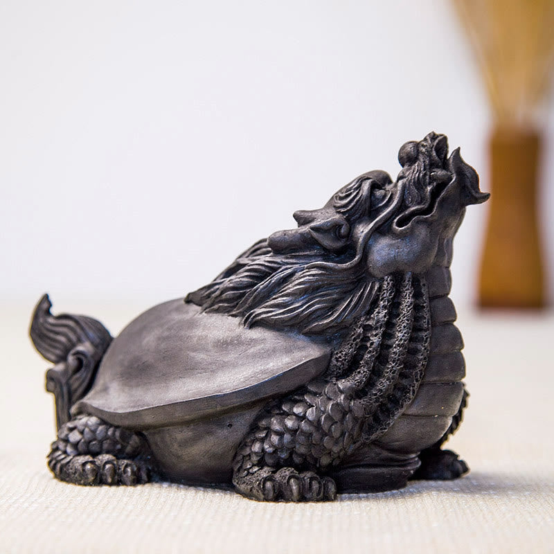 Statue de Buddha Stones en résine moulée à la main en forme de tortue dragon en poudre de fer et de rouille, décoration de la maison