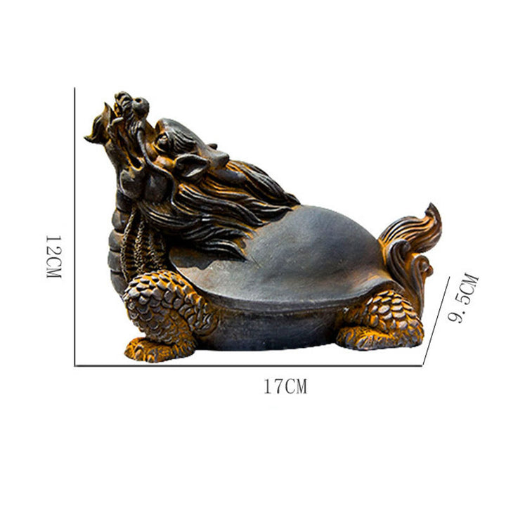 Statue de Buddha Stones en résine moulée à la main en forme de tortue dragon en poudre de fer et de rouille, décoration de la maison