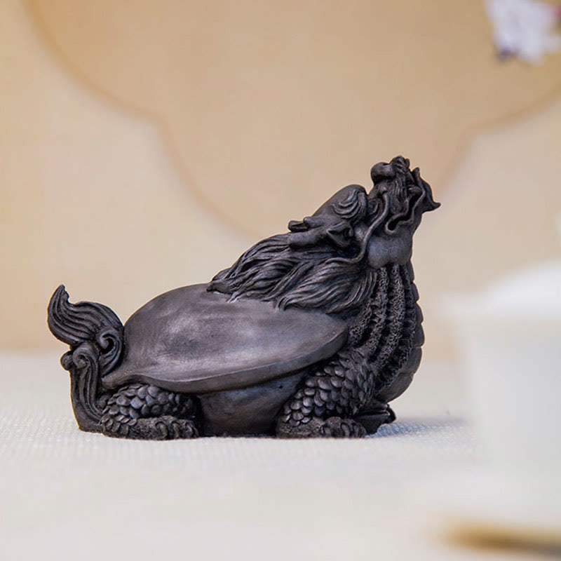 Statue de Buddha Stones en résine moulée à la main en forme de tortue dragon en poudre de fer et de rouille, décoration de la maison