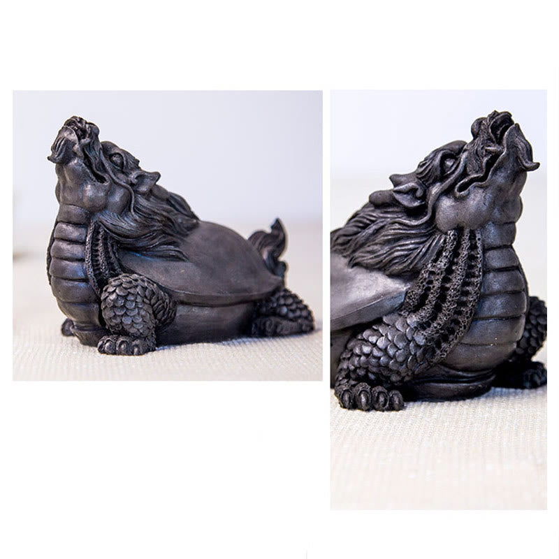 Statue de Buddha Stones en résine moulée à la main en forme de tortue dragon en poudre de fer et de rouille, décoration de la maison